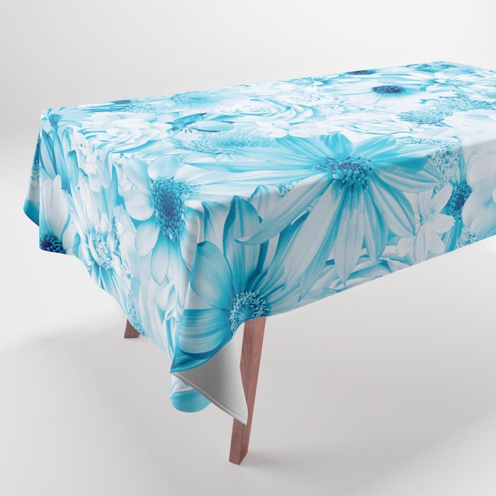 manganese blue hue floral bouquet aesthetic array Tablecloth