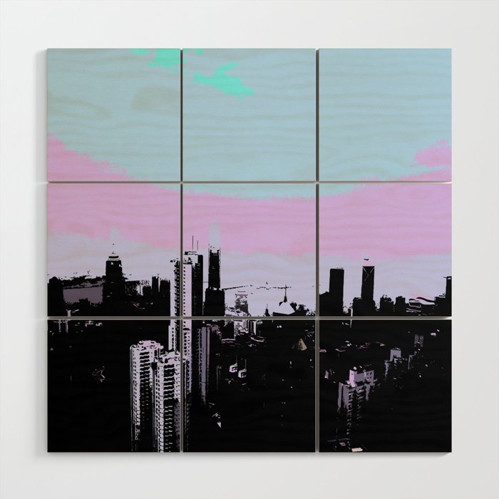 Abstract Hong  Kong  Wood Wall  Art  by diadia Society6