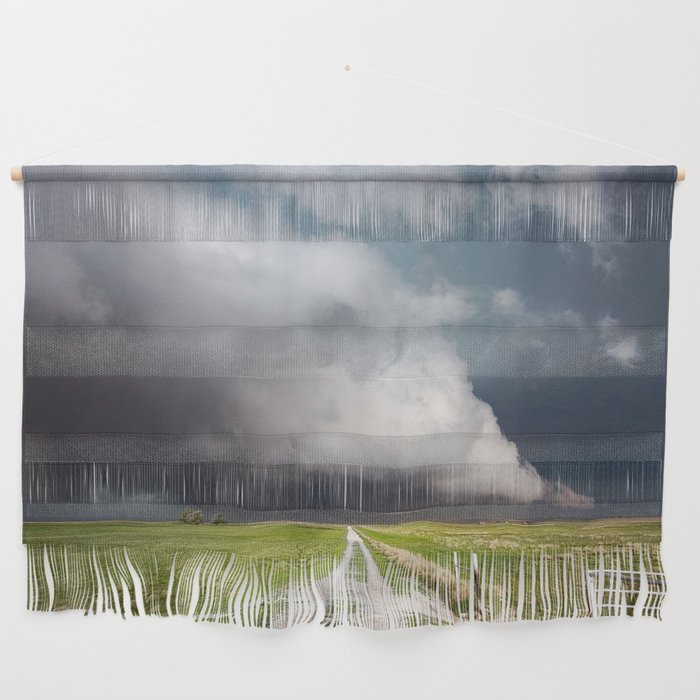 Low Clearance - Country Road Leads to Ground Scraping Storm Cloud on Spring Day in Oklahoma Wall Hanging