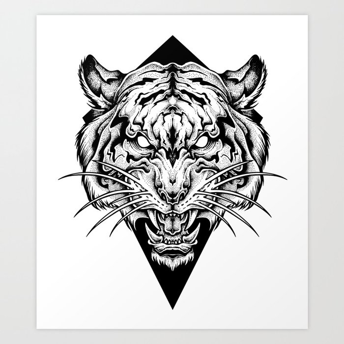 TIGER head. Tattoo,psychedelic / zentangle style Art Print by DianaFinchArt  | Society6