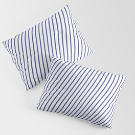 [ Thumbnail: Dark Slate Blue and Mint Cream Colored Lines/Stripes Pattern Pillow Sham ]