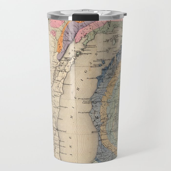 Vintage Michigan Geology Map (1873) Travel Mug