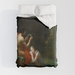 The Lovers, Daphnis and Chloé romantic garden Italian Renaissance portrait painting by Francois Gérard Duvet Cover