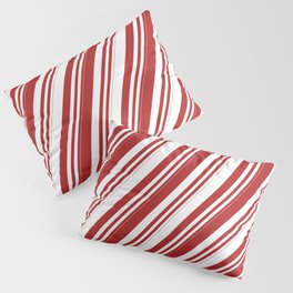 [ Thumbnail: Red and White Colored Lines/Stripes Pattern Pillow Sham ]