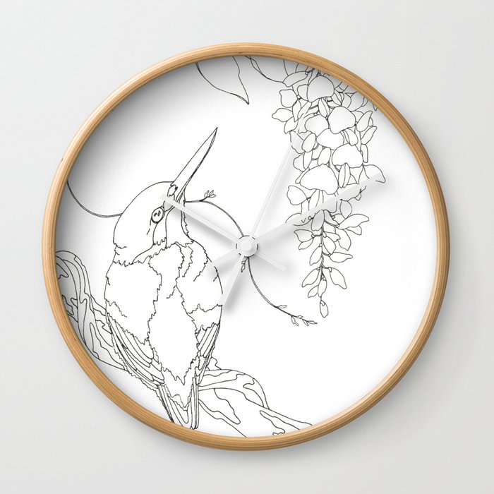 Kingfisher wisteria Wall Clock