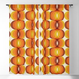 Orange, Brown, and Ivory Retro 1960s Wavy Pattern Blackout Curtain
