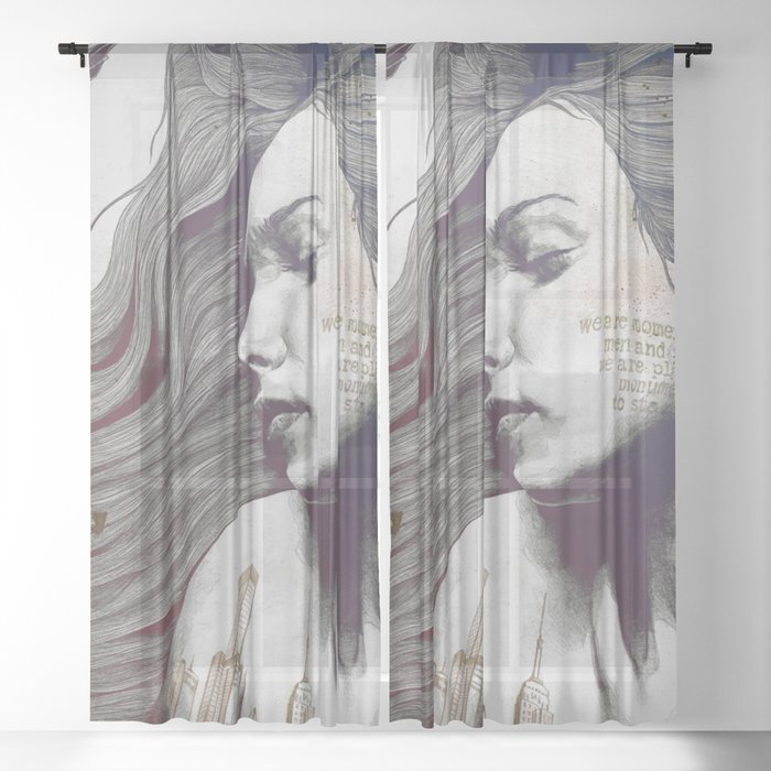 Monument red blue | sleeping beauty woman portrait Sheer Curtain