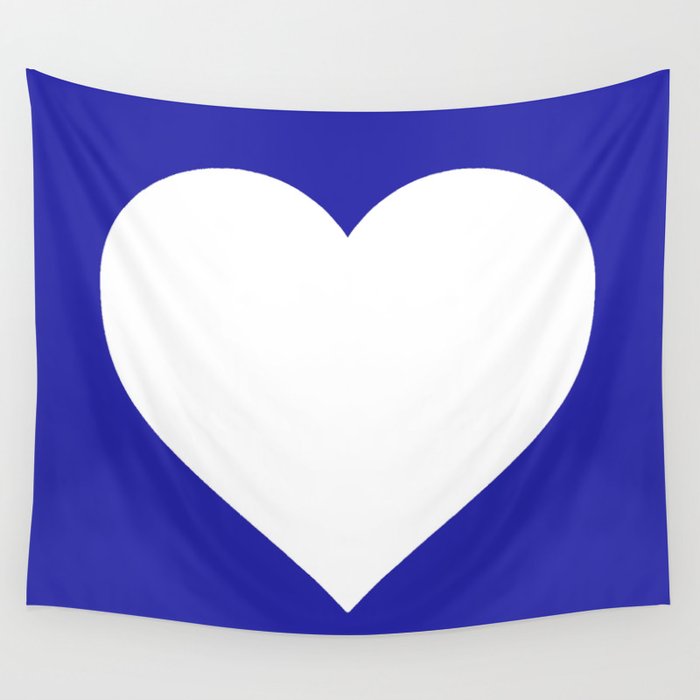 Heart (White & Navy Blue) Wall Tapestry