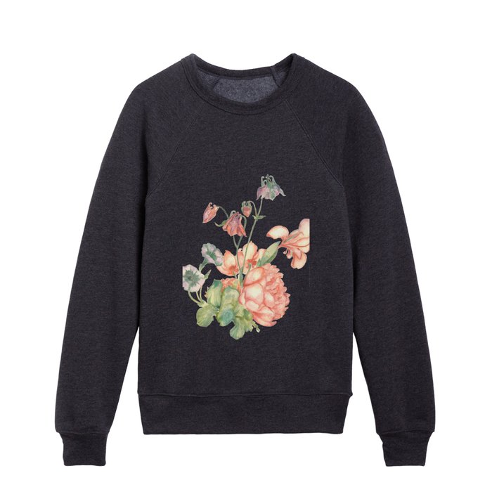 Watercolor pink bouquet arrangment Kids Crewneck