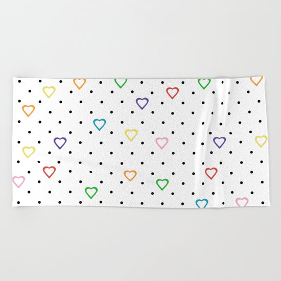 Candy Heart Spots Beach Towel