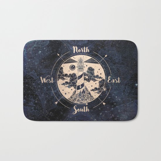 Compass World Star Map Bath Mat