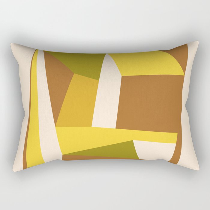 Retro Abstraction | 70s Brown and Mustard Rectangular Pillow