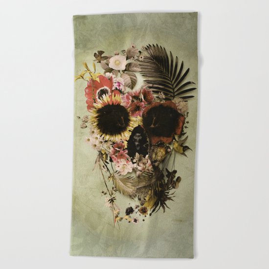 Garden Skull Light Beach Towel
