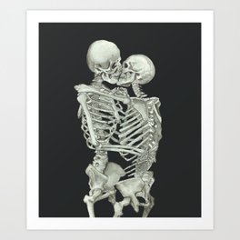 Valentine's Day Gift: Skeleton Kiss Art Print