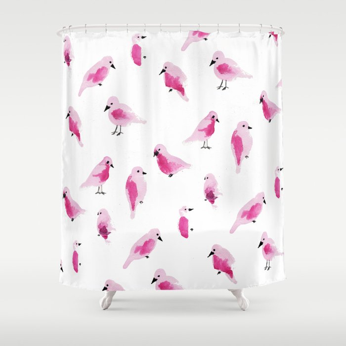 Pink Birds Shower Curtain