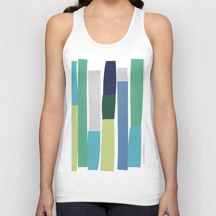 Limeao - Colorful Abstract Decorative Summer Design Pattern in Green and Blue  Tank Top