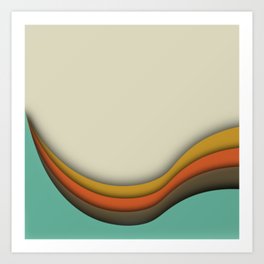 3D Retro Modern Abstract Curved Pattern  Art Print