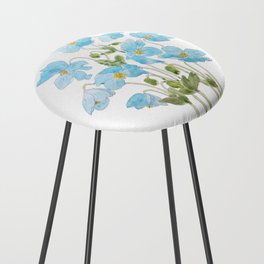 blue Himalayan blue poppy ink and  watercolor  Counter Stool