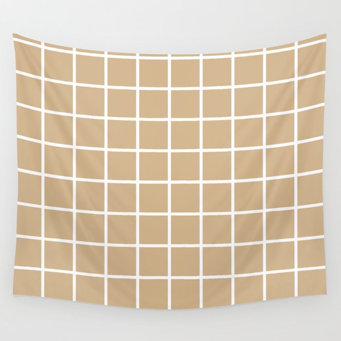 GRID (WHITE & TAN) Wall Tapestry