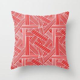 Sketchy Abstract (White & Red Pattern) Throw Pillow