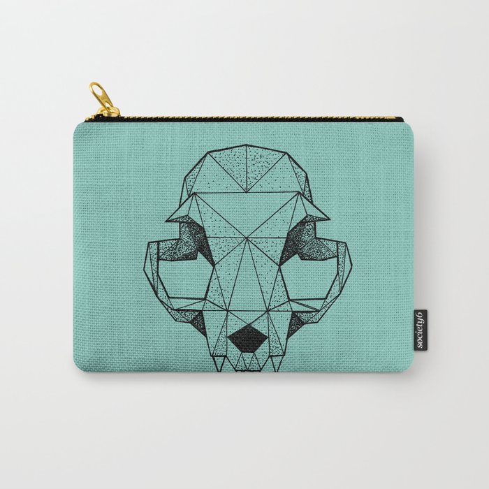 Geometric Cat Skull Carry-All Pouch