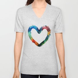 Showing Some Love - Colorful Heart Art V Neck T Shirt