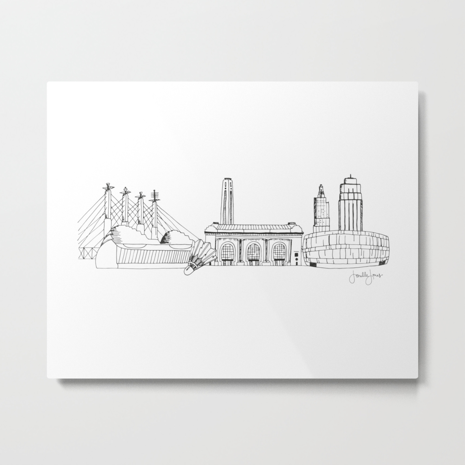 Kansas City Skyline Illustration Black Line Art Metal Print By Thejonellejones Society6,Pencil Doodles Transparent Background