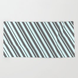 [ Thumbnail: Light Cyan and Dim Grey Colored Lines/Stripes Pattern Beach Towel ]