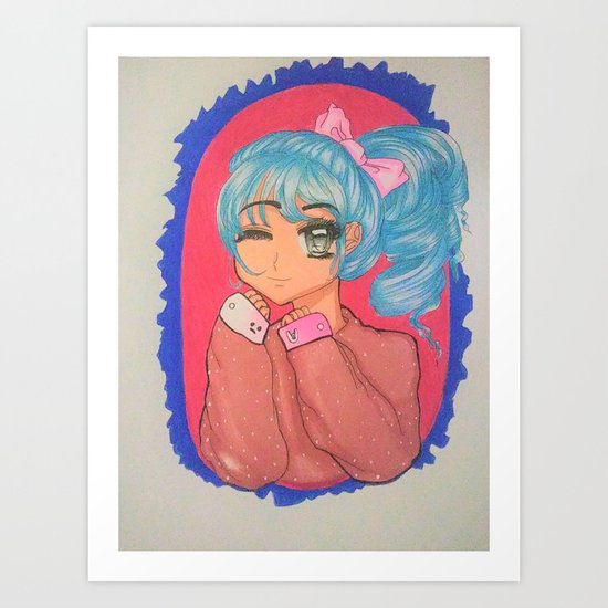 Cute Manga Girl Art Print By Ka1 Society6