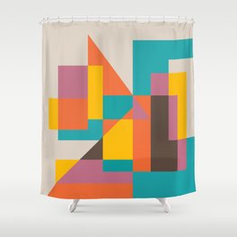 Colorful Shapes Architecture Shower Curtain