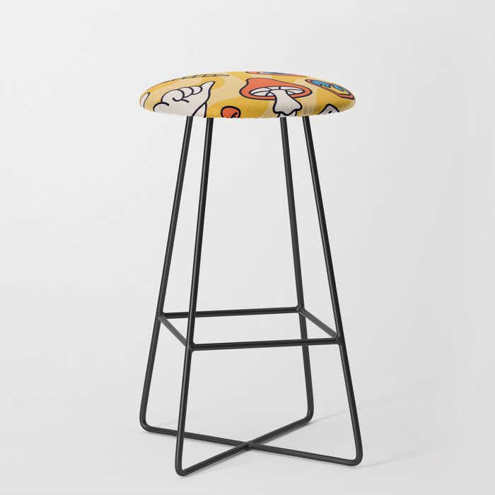 Retro 70s Psychedelic Pattern 05 Bar Stool