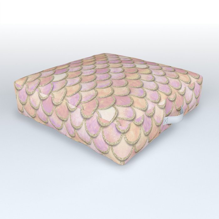 Baby Mermaid Scales Peachy Outdoor Floor Cushion