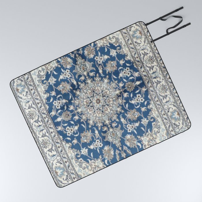 Blue and Grey Oriental Rug Picnic Blanket