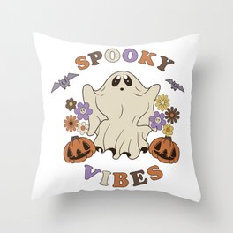 Retro Spooky Vibes Throw Pillow