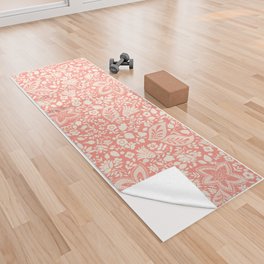 Blossoms and leaves solid peachy  Yoga Towel