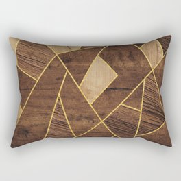 Three Wood Types Blocks Gold Stripes Rectangular Pillow