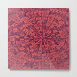 Red and black Circular Maze Metal Print