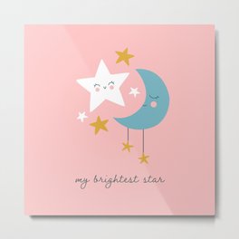 Cute star and moon baby nursery cartoon print Metal Print