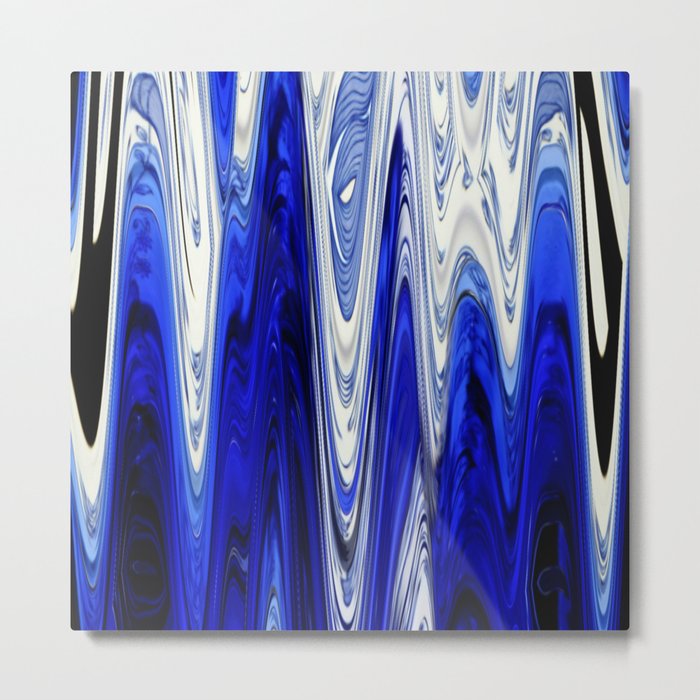 Zigzag Cobalt Blue Metal Print