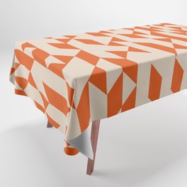 Abstract Geometric Pattern Orange and Ivory Tablecloth