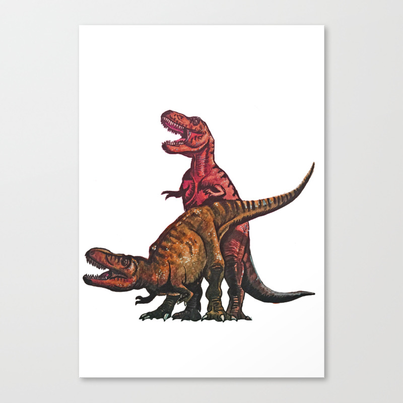 T Rex Having Sex Tyrannosaurus Rex Humping Valentines Day Funny Meme Canvas...