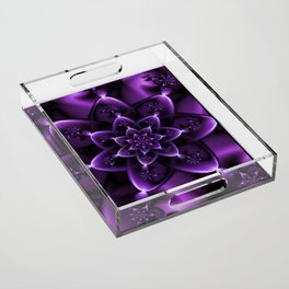 Purple Fractal Rose Acrylic Tray