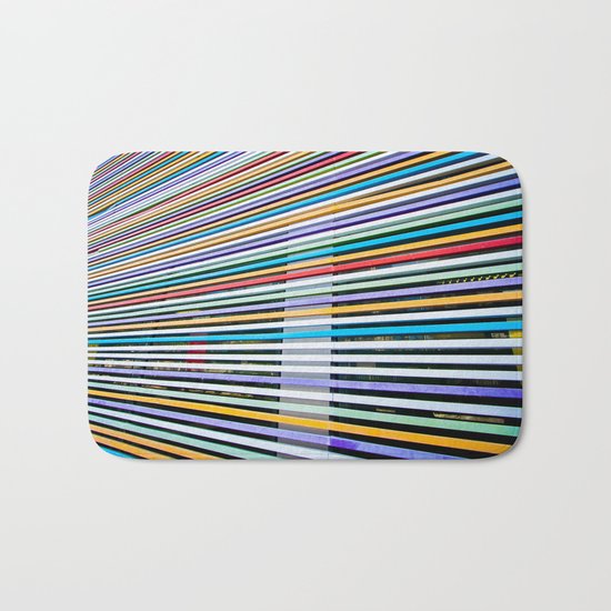 Colored Lines On The Wall Bath Mat