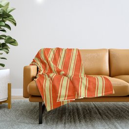 [ Thumbnail: Red & Tan Colored Lines Pattern Throw Blanket ]