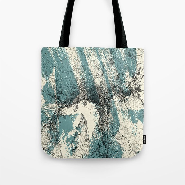 Norway, Oslo - Illustrated Map Drawing - Monochrome  Tote Bag