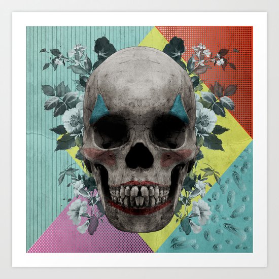 skull getting' ready for halloween but didn't quite succeed Art Print