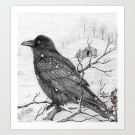 Midwinter Raven  Art Print