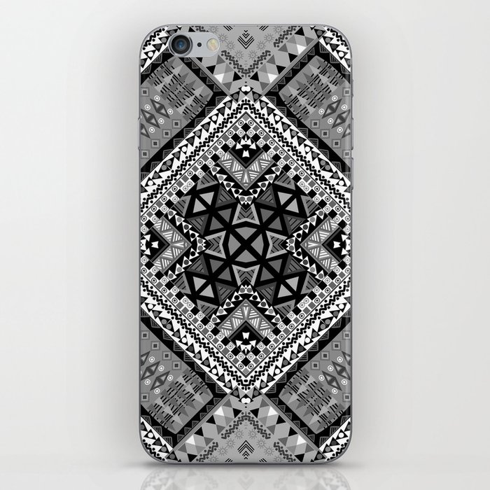 Black and white ethnic patchwork design iPhone Skin