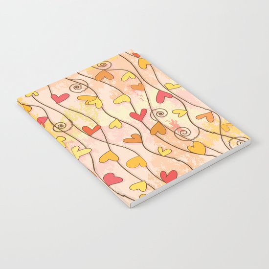 Heart and Spiral Botanic Pattern III - Fall Love Notebook