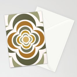 Floral Abstract Shapes 15 in Retro Green Sage Stationery Card